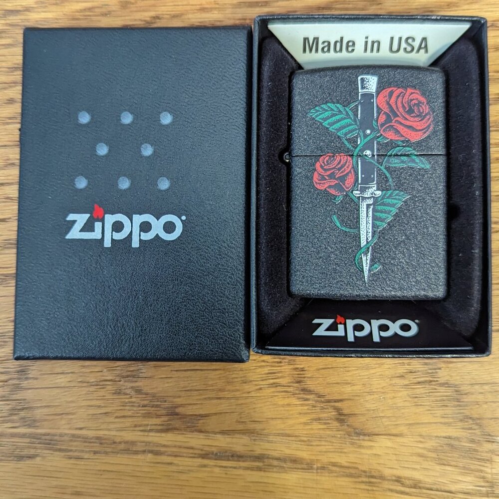 Zippo Lighter Rose Dagger